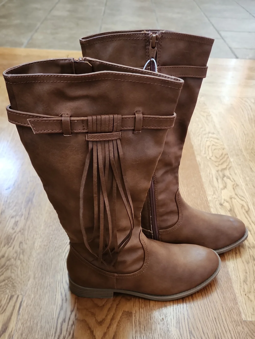 RARE NWT Justice Deadstock Girls Western Fringe Boots Brown Size 5